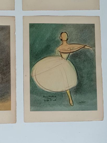 Quatre dessins signés Jean Target représentant...