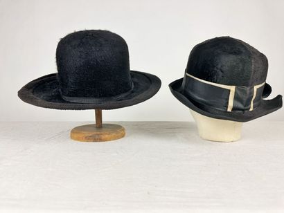 Trois chapeaux de mode en taupe noir peluchée...