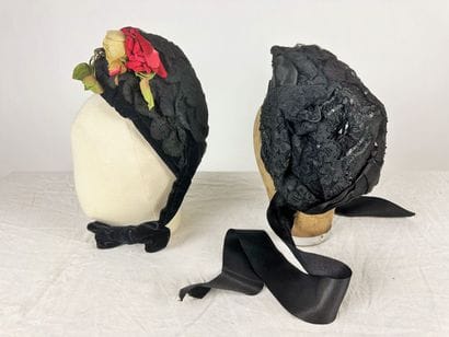 Cinq bibis de mode pour dame en tulle bouillonné...