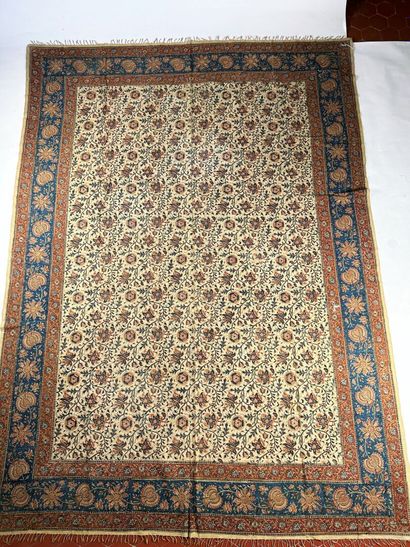 Une nappe en Kalamkari, impression sur coton...