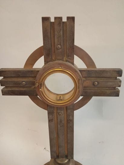 Ostensoir en laiton et laiton argent vers...