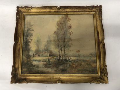 BERNARD
Paysage 
Aquarelle sur papier, signée...