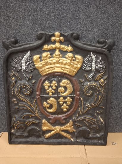 Plaque de cheminée en fonte aux armes du...