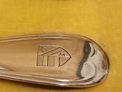 Couverts de baptême armoriés en argent, modèle...