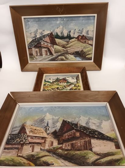 Paysages de montagne
Trois huiles sur bois...