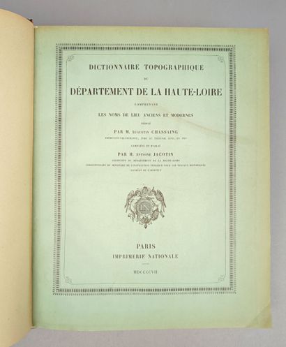 [Haute-Loire]. CHASSAING (Augustin) et JACOTIN...