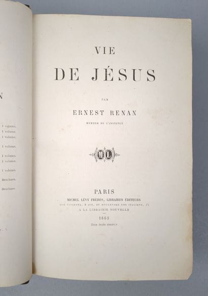 RENAN (Ernest) : Vie de Jésus. Paris, Michel...