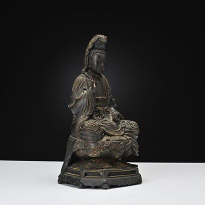 Sino-tibet XVIIIe siècle, 
Statuette en bois...