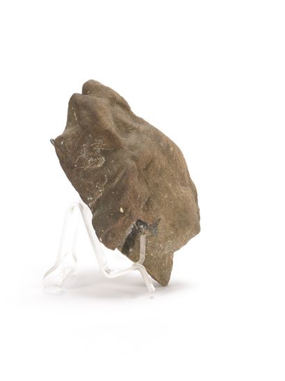 Tête de femme en pierre calcaire sculpté...