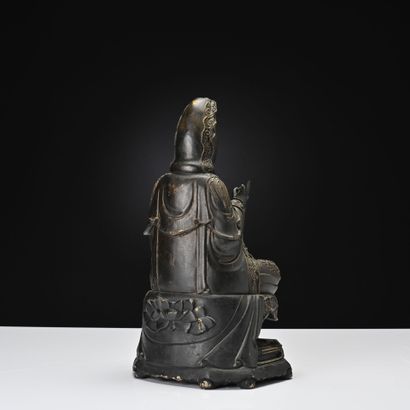 Sino-tibet XVIIIe siècle, 
Statuette en bois...