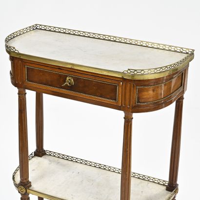 Console demi lune en acajou et placage d'acajou,...