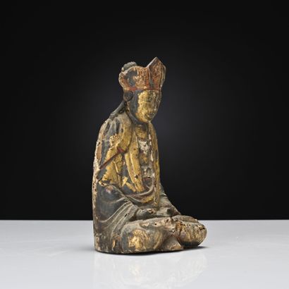 Sino-tibet XVIIIe siècle, 
Statuette en bois...