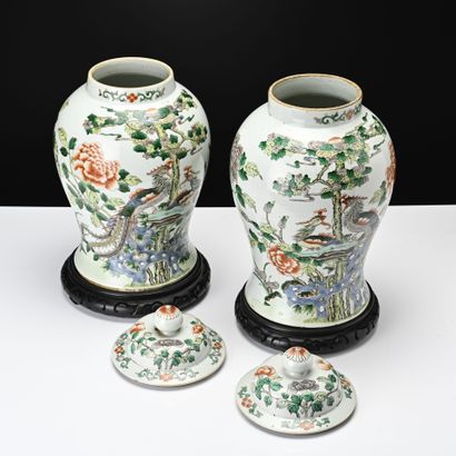 Chine, Paire de potiches couvertes à décor...