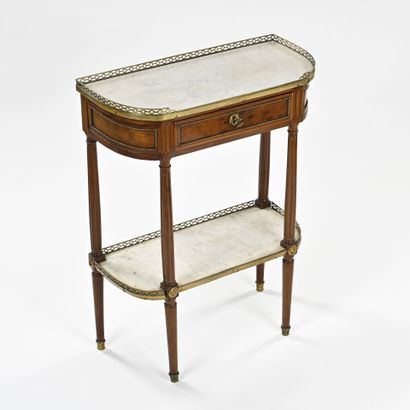 Console demi lune en acajou et placage d'acajou,...