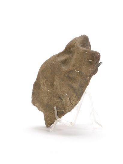 Tête de femme en pierre calcaire sculpté...
