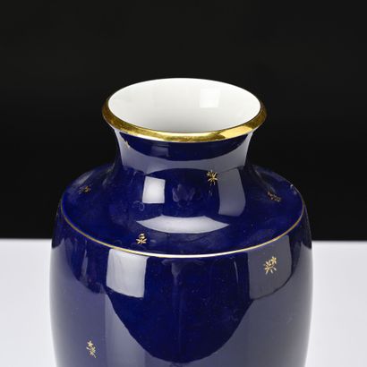 SEVRES, Paire de vases balustre à décor bleu...