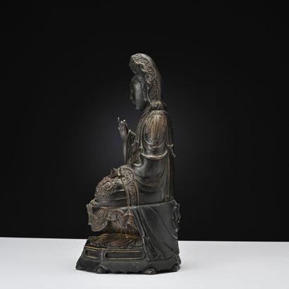 Sino-tibet XVIIIe siècle, 
Statuette en bois...