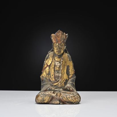 Sino-tibet XVIIIe siècle, 
Statuette en bois...