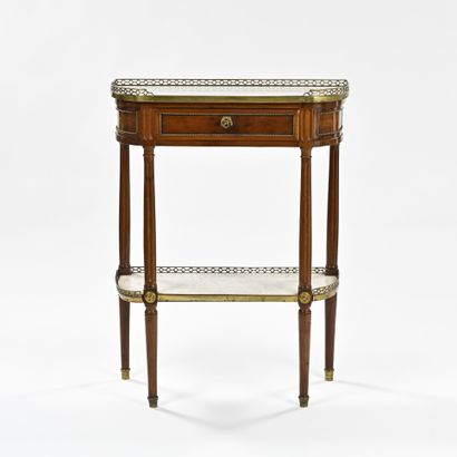 Console demi lune en acajou et placage d'acajou,...