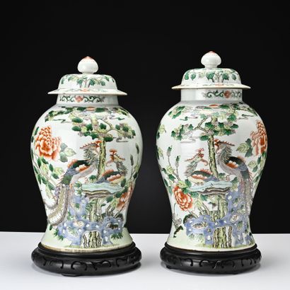 Chine, Paire de potiches couvertes à décor...