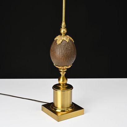 Paire de lampes en laiton fût formé d'une...