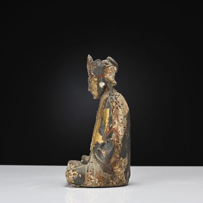 Sino-tibet XVIIIe siècle, 
Statuette en bois...