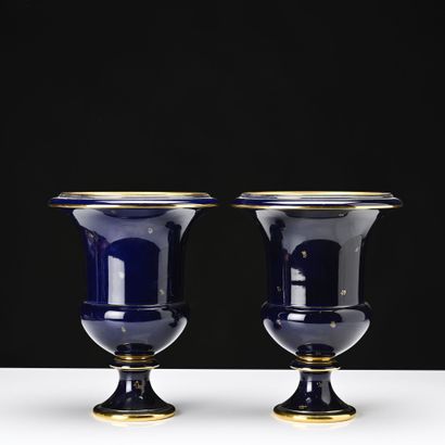 SEVRES 
Paire de vases medicis en porcelaine...