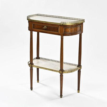 Console demi lune en acajou et placage d'acajou,...