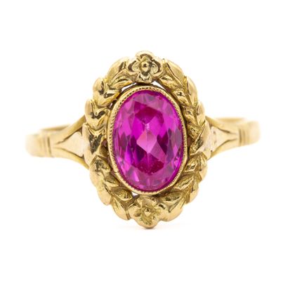 Bague en or jaune (750) 18K ornée d'une pierre...