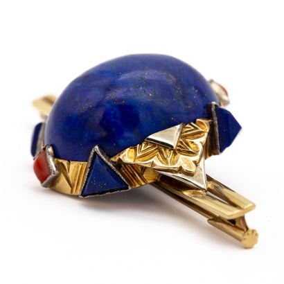 Broche en or deux tons 18 K (750) art déco,...