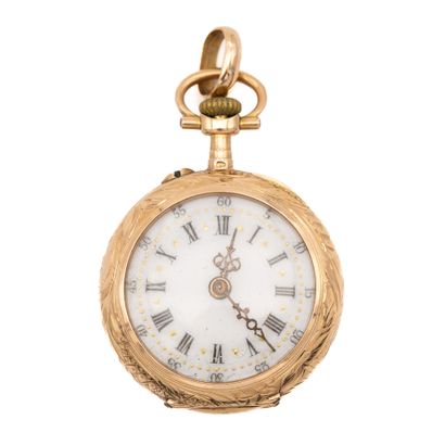 Montre de col en or jaune (750) 18K, deux...