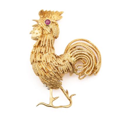 Broche en or jaune (750) 18K figurant un...