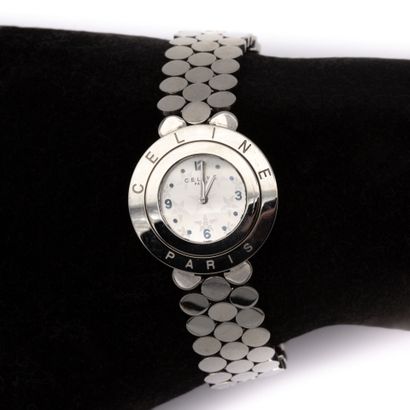 CELINE. Montre bracelet de dame en acier,...