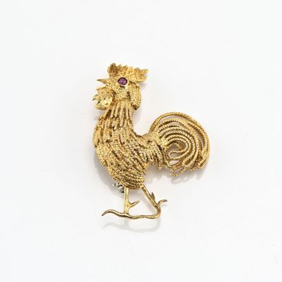 Broche en or jaune (750) 18K figurant un...