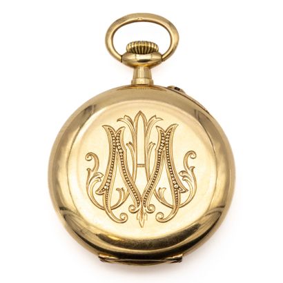 Pocket watch in 18K (750) yellow gold.
Two...