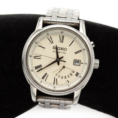SEIKO KINETIC. Steel case and bracelet with...