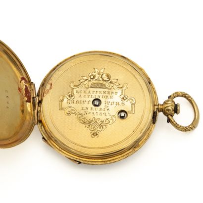 18K (750) yellow gold two-shell collar watch,...