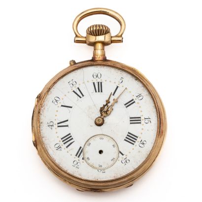 18K yellow gold (750) gousset watch, two...