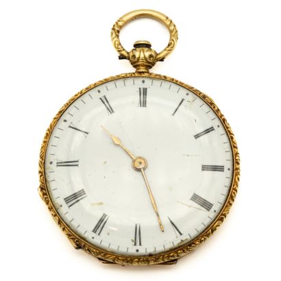 18K (750) yellow gold two-shell collar watch,...