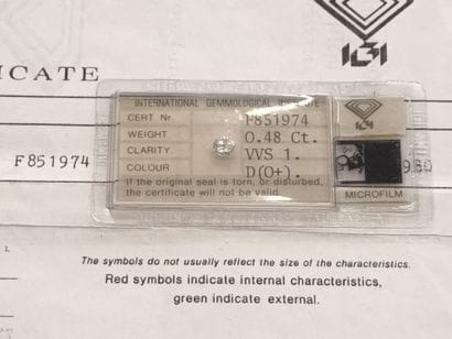 Diamond under seal, IGI certificate of 0.48...