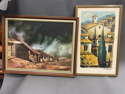 Deux pièces encadrées
Vue de village
Aquarelle
WALIN
Paysage...