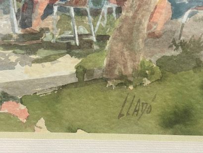 LLADO
Terrasse au soleil
Aquarelle sur papier
Signée...