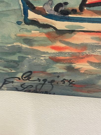 Auguste CLERGÉ(1891-1963) 
Le port Sanary
aquarele...