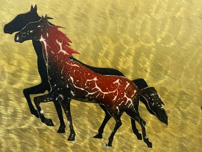 VENIN Chevaux
Huyile sur laiton brossé
58...