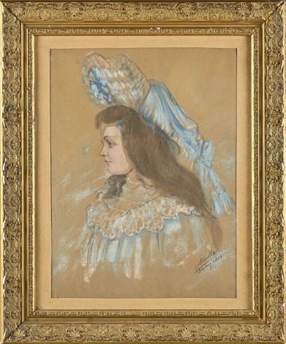 Ecole 19ème siècle
Jeune fille à la capeline...