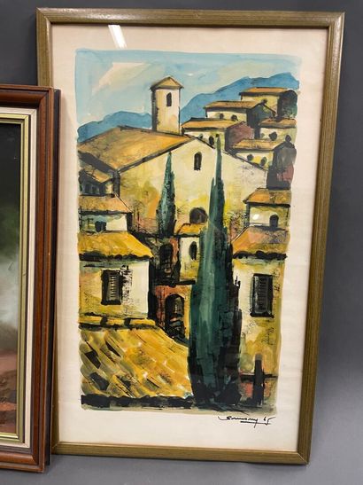 Deux pièces encadrées
Vue de village
Aquarelle
WALIN
Paysage...