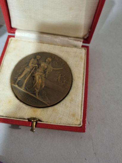 Lot de diverses médailles dont Société de...