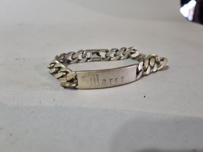 Gourmette en argent, poiçon CRABE, gravée...