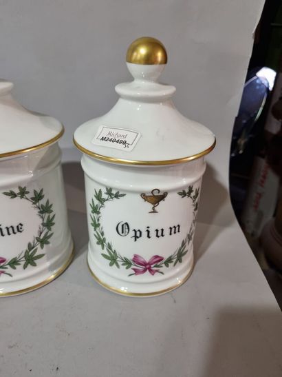 LIMOGES 
Lot de six pots à pharmacie : Aconit,...