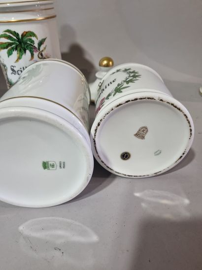 LIMOGES 
Lot de six pots à pharmacie : Aconit,...